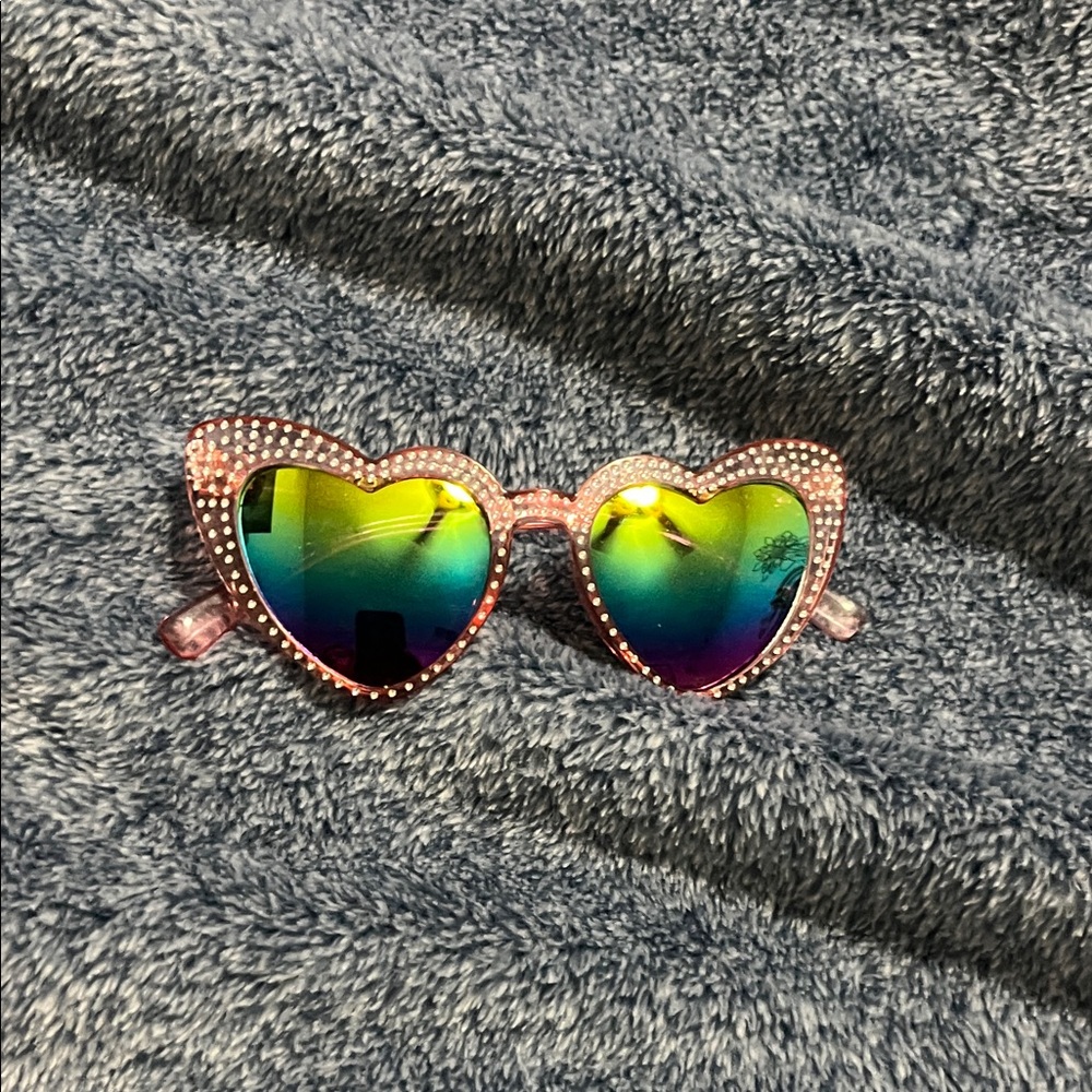 Heart-Shaped Kids Sunglasses with Rainbow Lenses
